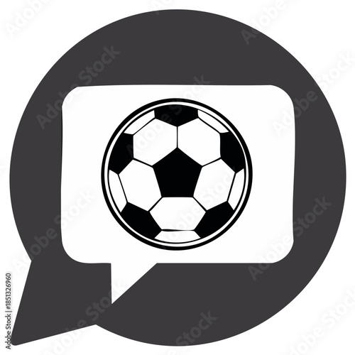 Football chat icon with a soccer ball in a conversation bubble for sports discussion and commentary