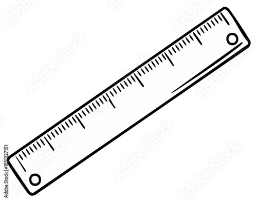 Line Art Ruler: Precision Measurement Tool in Black and White for Crafting and Design Projects