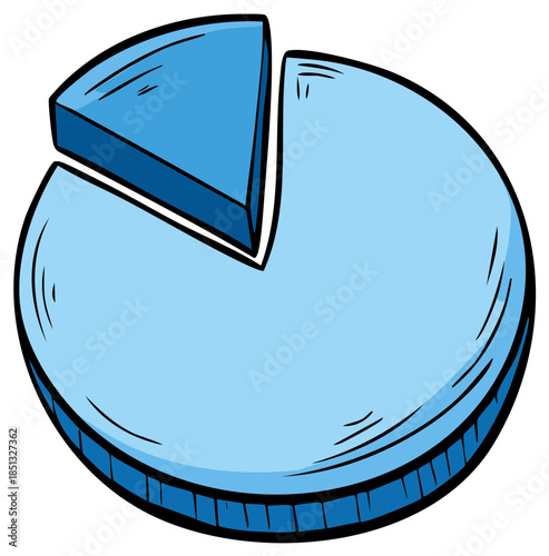 Hand Drawn Blue Pie Chart with One Slice Separated