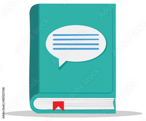 Book with Speech Bubble for Study and Literature Communication, Book Education