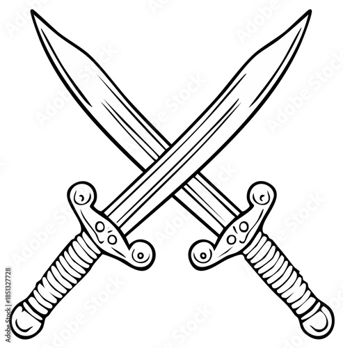 Two Crossed Swords Drawn in a Sketch Style Symbolizing Battle and Combat