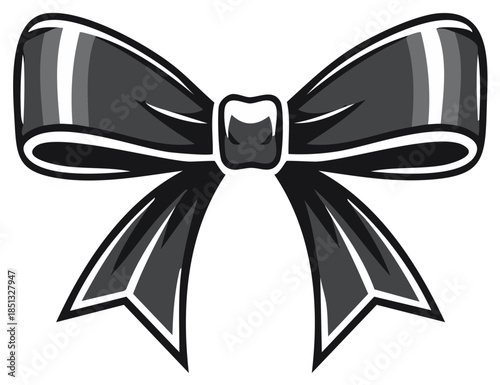 Elegant Black Bow Illustration Classic Decorative Ribbon Vector Design