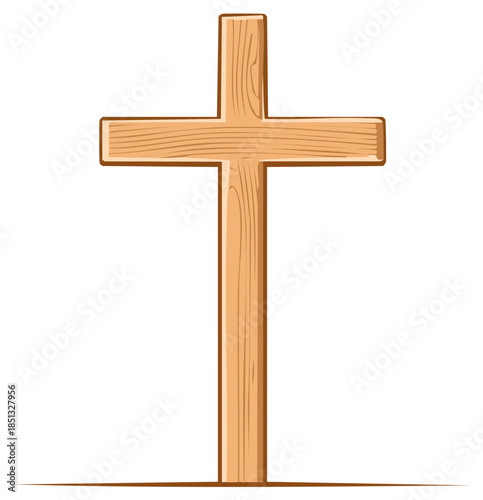 Simple wooden cross symbolizing faith and spirituality with wood grain texture