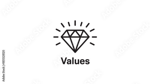 Diamond Icon in Simple Line Art Style with Black Color on White Background for Corporate Branding