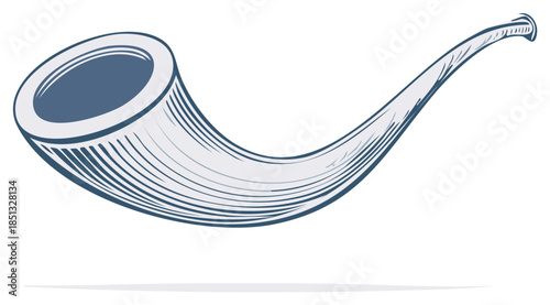 Stylized Illustration of a Shofar or Ram's Horn Musical Instrument