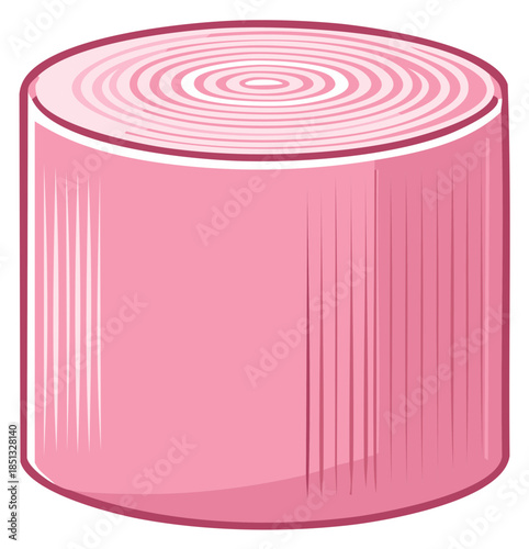Abstract pink cylindrical object with concentric circles illustration design