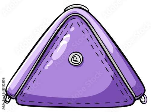 Cute Triangle Coin Purse. Small, Purple Wallet.  Money Bag with a Button Closure. Stitching Accents on Edges.