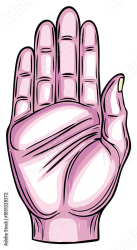 Stylized illustration of an open palm with five fingers outstretched in a flat design