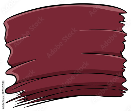 Abstract Burgundy Brush Stroke Shape With Outline Illustration, Painted Texture, Artistic Design Element