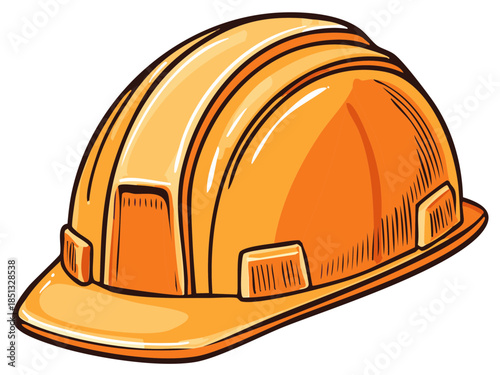 Vibrant orange construction hard hat illustration isolated for safety and building concepts