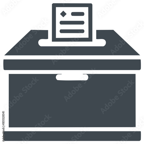 Election Ballot Box with Filled Out Form, Voting Process Representation