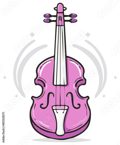 Pink Violin Illustration, Musical Instrument Isolated