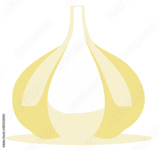 Minimalist Garlic Bulb Illustration Simple Creamy Yellow Color Detailed Vegetarian Herb Ingredient