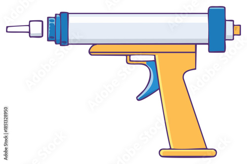 Caulking gun tool for construction and home repair flat design vector illustration
