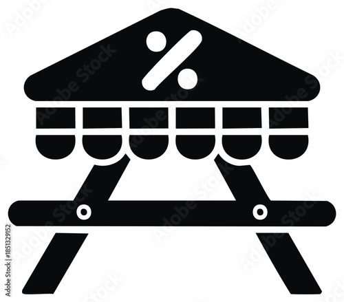 Sale Percent Sign Market Stall Icon Black and White
