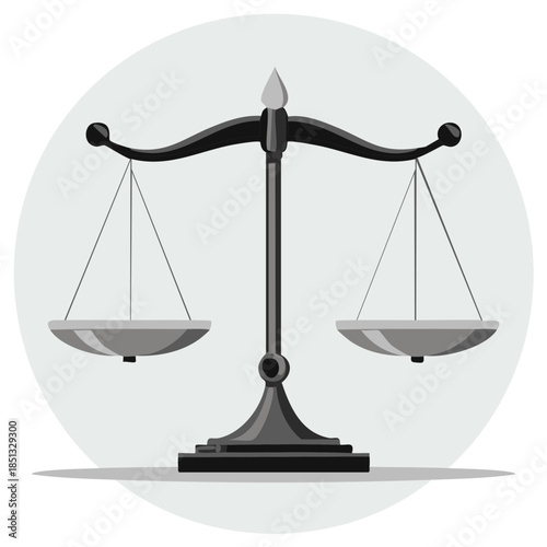 Symbolic balance scales icon representing justice fairness equality and equilibrium in a modern design