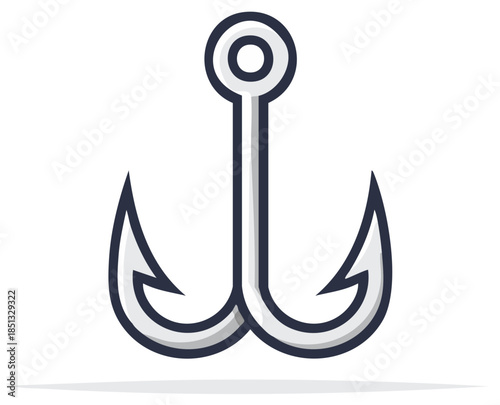 Fishing Hook Lure with Two Barbs Angling Equipment Concept and Sport