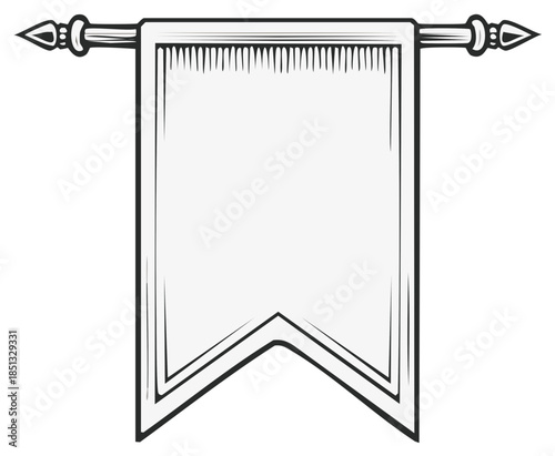 Heraldic Flag with Spear Finials - Medieval Banner Template with Blank Copy Space