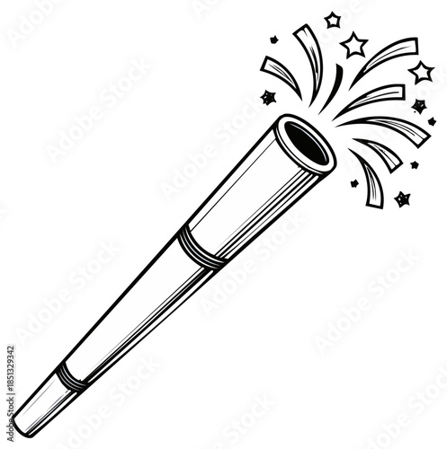 Party popper vector illustration, festive celebration, celebratory firework