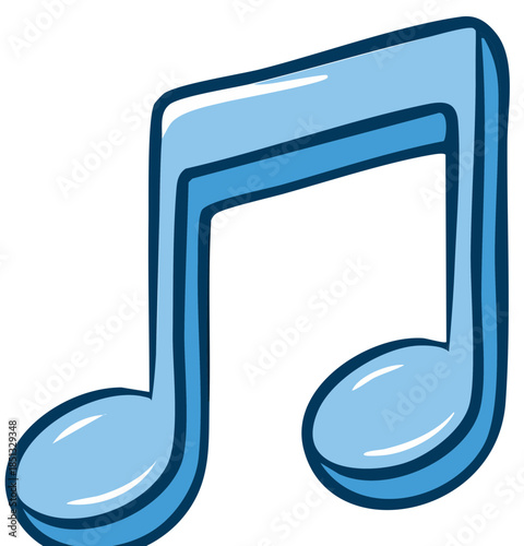 Illustrated Eighth Note Represents Harmony Rhythm and Melody in Blue Color Tone for Musicality