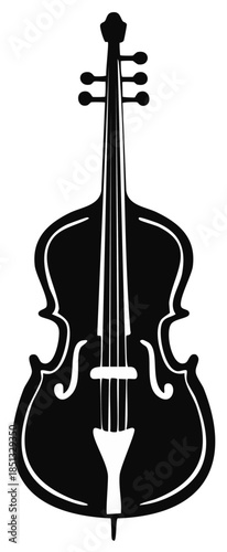 Stylized black silhouette of a contrabass stringed musical instrument