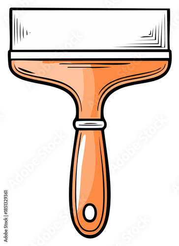 Simple orange paint brush illustration with a clean white bristle area and black outline