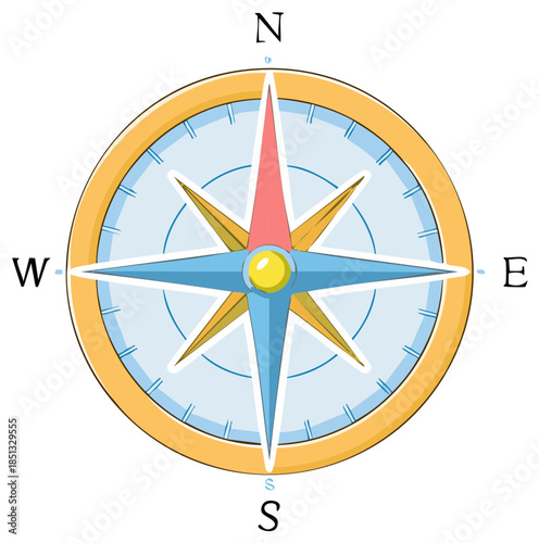 Classic Compass Rose with Cardinal Directions and Nautical Star