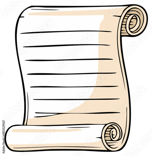 Hand Drawn Scroll With Lined Paper For Writing Or Drafting Information