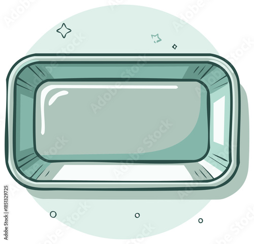 Illustrated takeout container in a cartoon style, suitable for a single serving size food