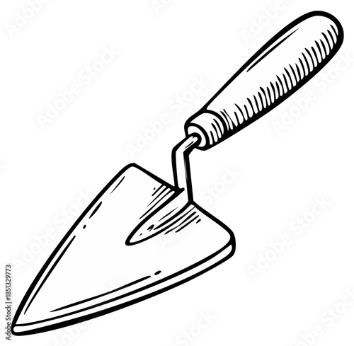 Hand-drawn trowel tool illustration for gardening and construction projects
