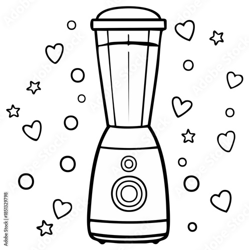 Stylized Blender with Hearts and Stars for Healthy Drinks