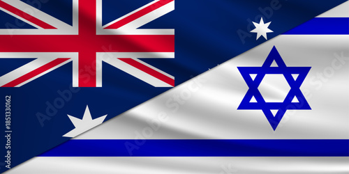 Israel and Australia flags, two vector flags symbol of relationship.