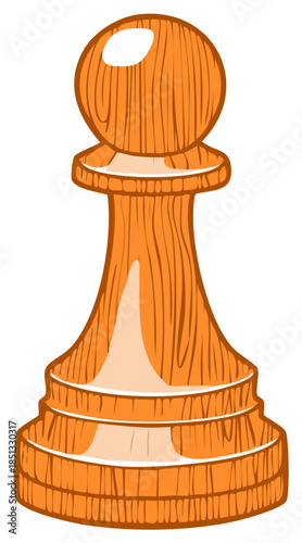 Wooden Chess Pawn Illustration, Wood Grain Texture, Game Strategy Piece