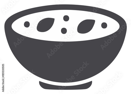 Bowl of soup icon illustration. A healthy dish with basil and spices.