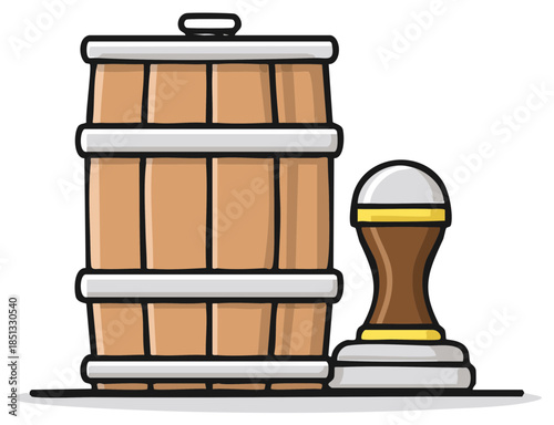 Wooden Barrel and Tamper Icon