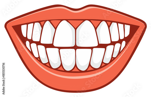 Happy Toothy Smile Illustration with Perfect White Teeth