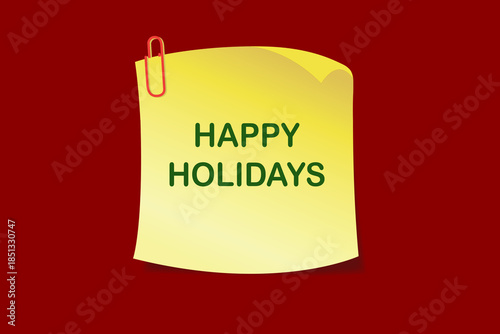 Sticky note with Happy Holidays