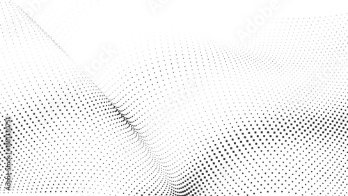 Abstract halftone wave texture with layered dotted curves creating depth and smooth motion background ideal for contemporary graphic design and digital visual projects Vector Illustration