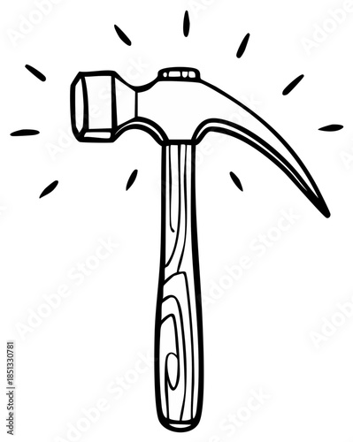 Graphic illustration of hammer tool for carpentry and construction projects