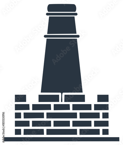 Industrial chimney structure icon made of dark bricks with a tall smokestack