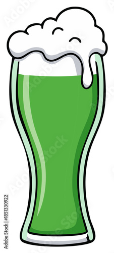 Green beer with foam in a tulip glass illustration