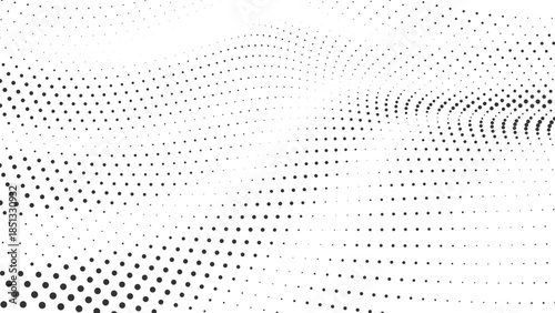 Abstract halftone dotted wave texture with wide flowing curves creating depth and smooth motion background for contemporary graphic design and digital visual projects Vector Illustration