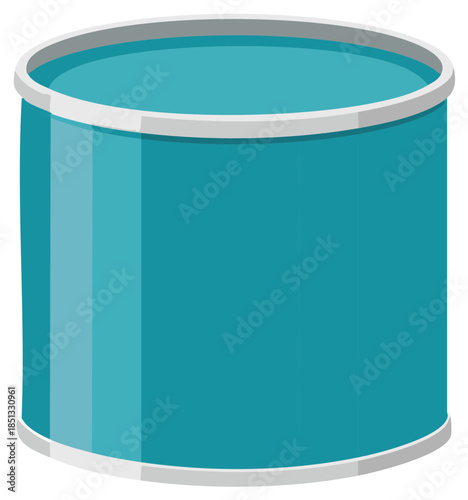 Blue Cylindrical Container Illustration With Silver Trim For Industrial Or Consumer Use