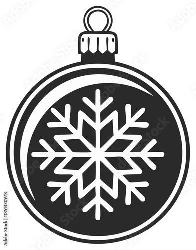Ornament with a Snowflake Design Celebratory Christmas Symbol in Dark Grayscale