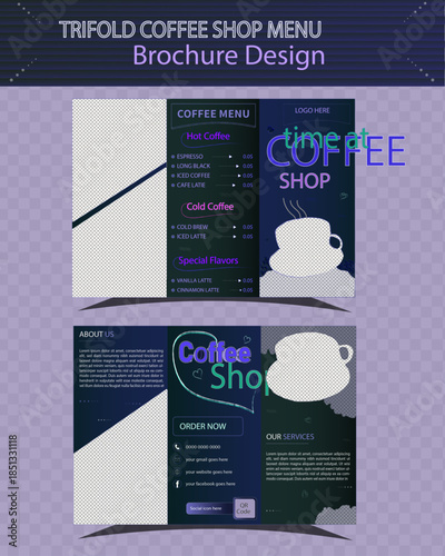 Coffee shop menu brochure design creative design Vector design