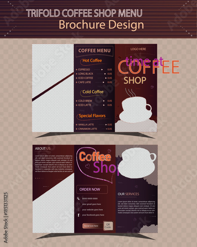 Coffee shop menu brochure design creative design Vector design. new design coffee house
