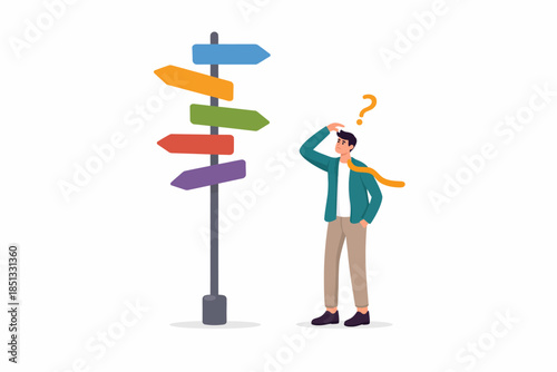 Fotografia Undecided Employee Reaching A Crossroads In Their Career Journey And Trying To Choose The Right Route