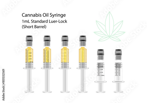 1 mL Cannabis Oil Syringe Vector – Short Barrel / Compact Design