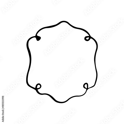 Hand Drawn Ornate Scroll Frame. Minimalist Vintage Swirl Border Line Art Vector