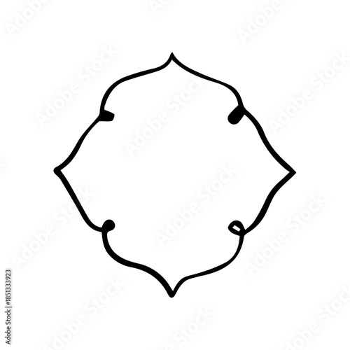 Hand Drawn Ornate Scroll Frame. Minimalist Vintage Swirl Border Line Art Vector